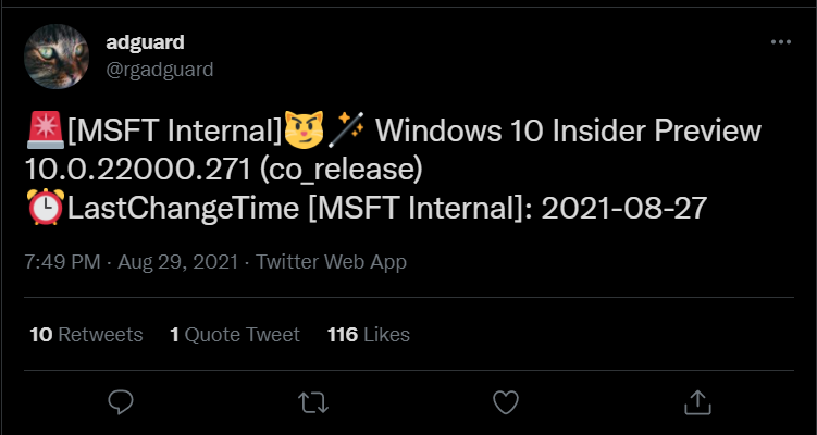 微软最新Win11 Dev(10.0.22000.271)版