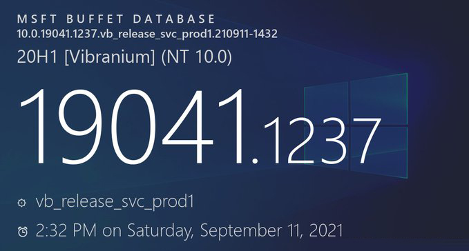 微软发布Win10 19044.1237/19043.1237/