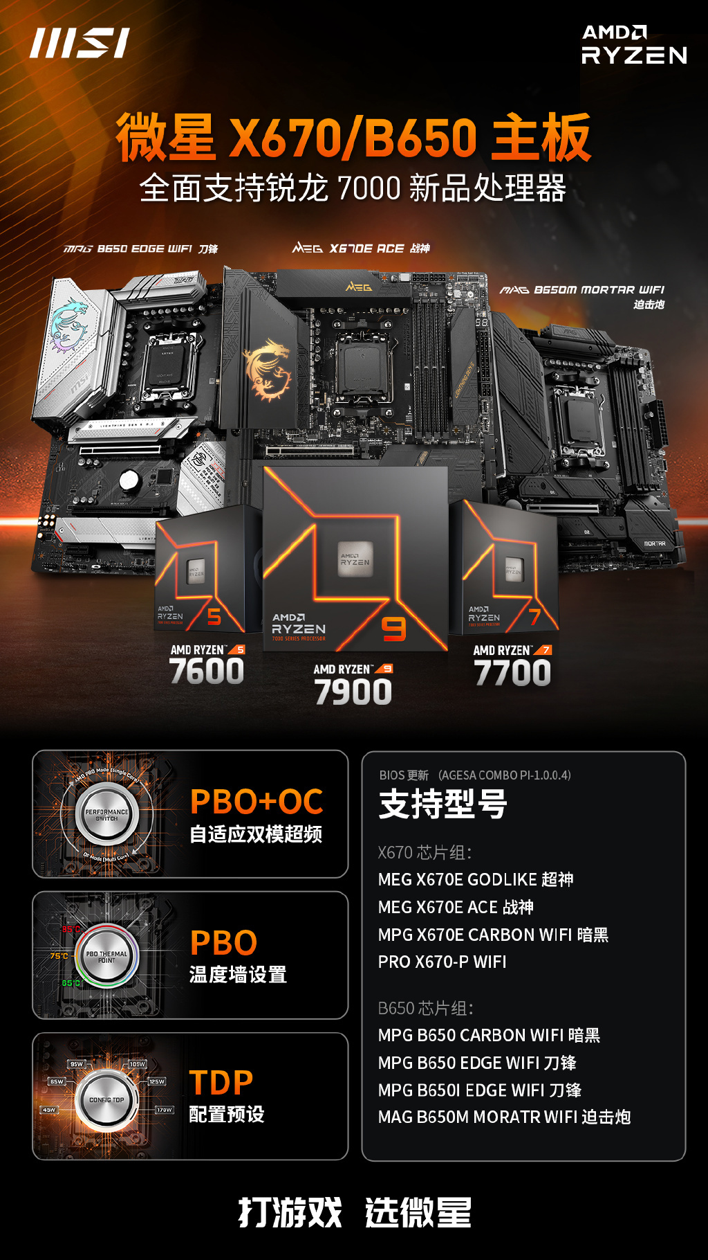 微星 X670 / B650 新 BIOS 开放下载，全面支持 AMD 锐龙 7000 系列新品处理器
