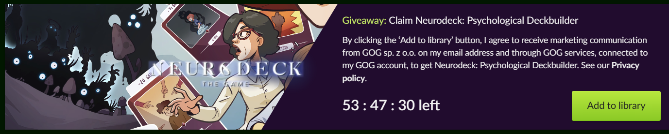 GOG 喜加一：《意识迷宫：克苏鲁卡牌》免费领取
