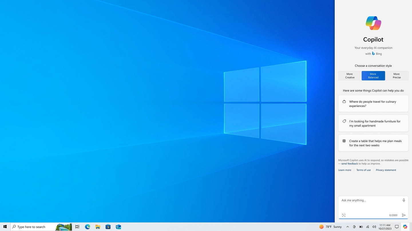 微软将在 Win10 预览版引入 Copilot ：