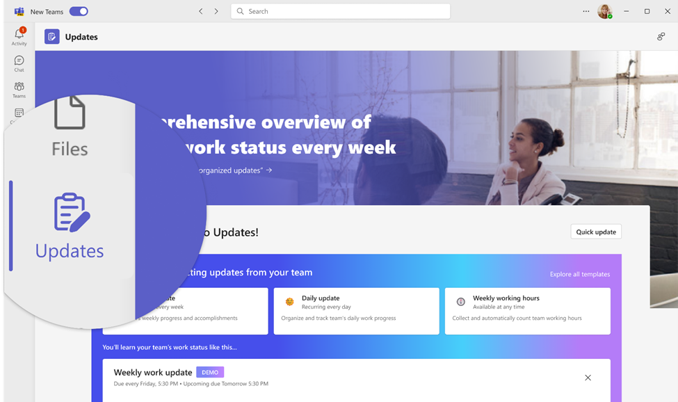 微软为 Microsoft Teams 中的 Updates 
