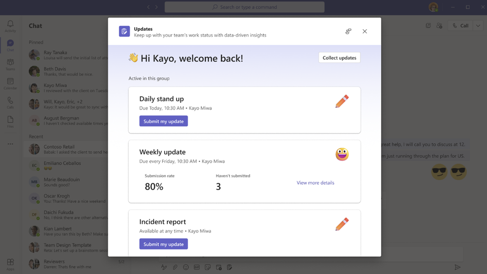 微软为 Microsoft Teams 中的 Updates 