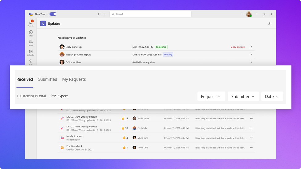 微软为 Microsoft Teams 中的 Updates 