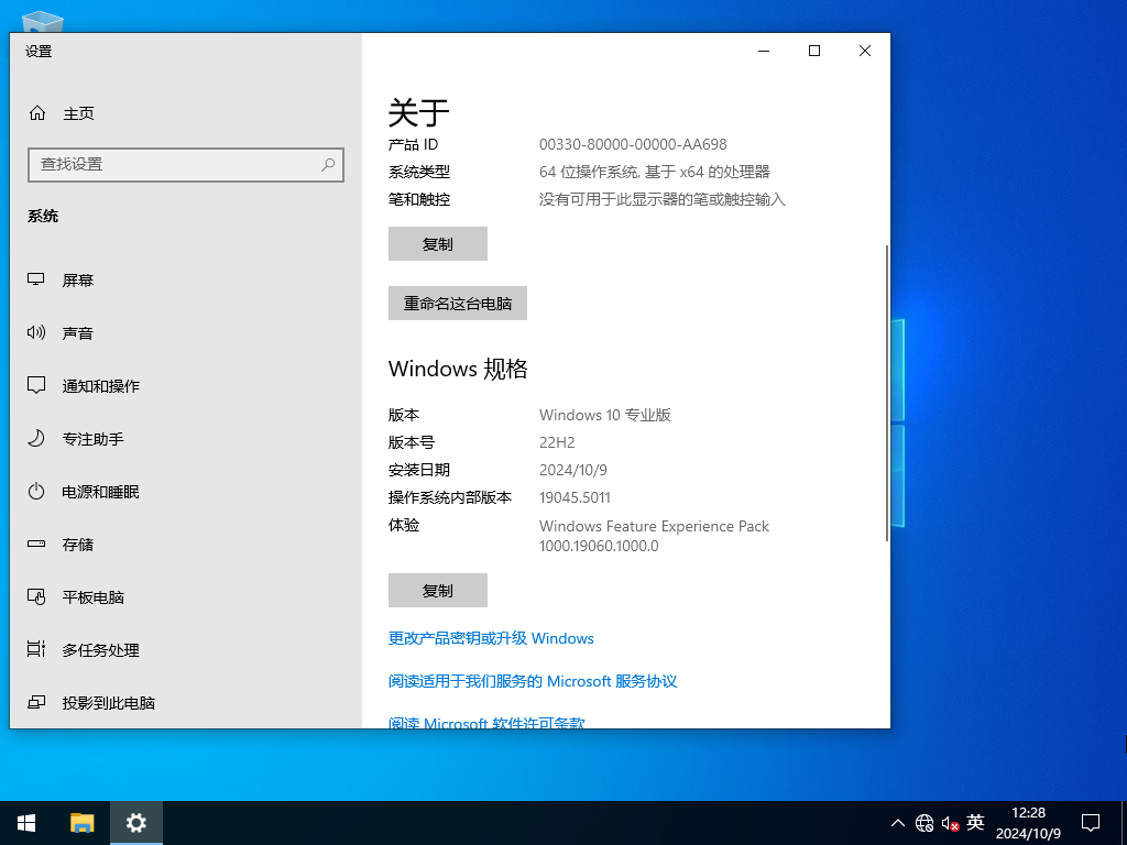 Win10 22H2 64位 官方专业版镜像 V19045.5011