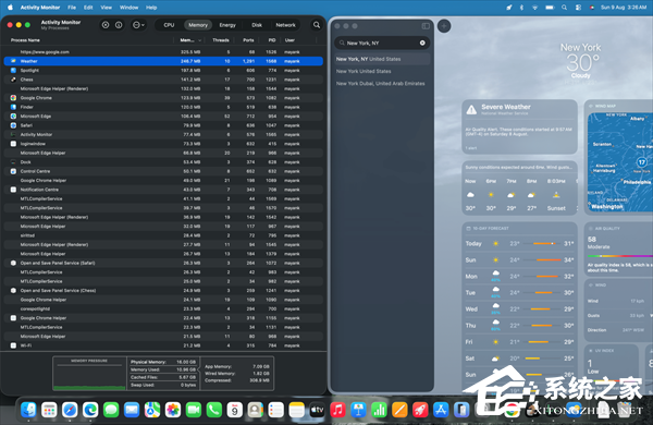 Win11 天气内存占用为 macOS 五倍还内