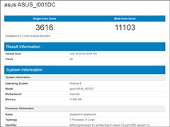 预装Android 9.0！华硕ROG游戏手机2 GeekBench跑分成绩遭曝光