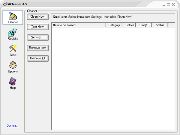 ACleaner(上网痕迹清理软件) V4.5