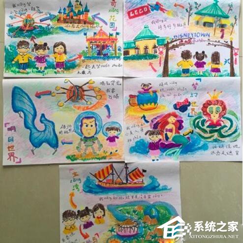 小女孩手绘“游园指南”  百度手机助手赠迪士尼乐园门票