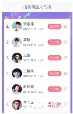 千万粉丝聚集 “搜狗明星人气榜”