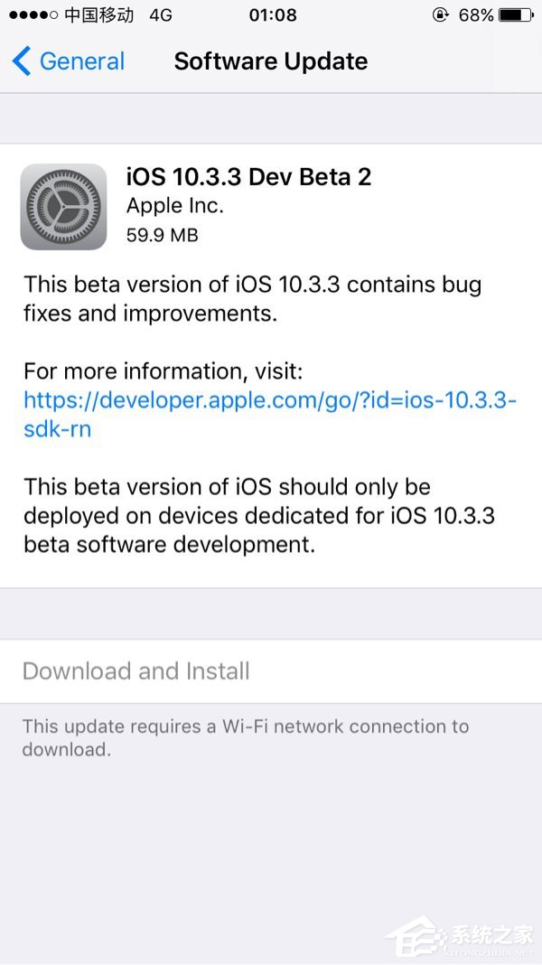 苹果推送iOS10.3.3 Beta2开发者预览版/公测版更新
