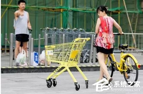 共享超市购物车现身西安：1小时1元可推回小区