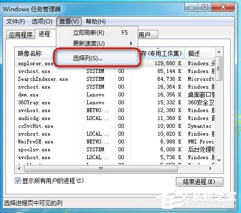 Win7任务管理器pid