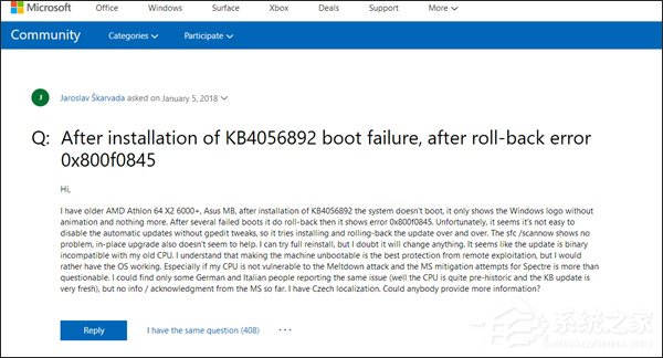 外媒：Win10新安全补丁致部分AMD CPU变“砖”
