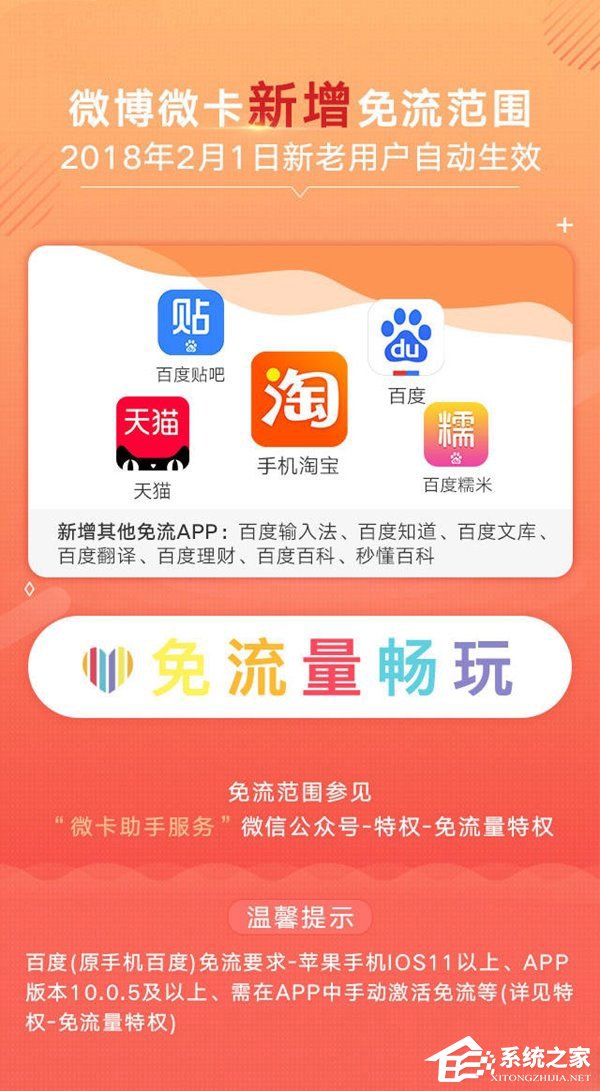 2月1日自动生效！微博微卡新增百度系App免流