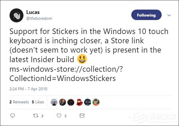 加入贴纸表情！微软Win10 RS5触摸键盘又曝新玩法