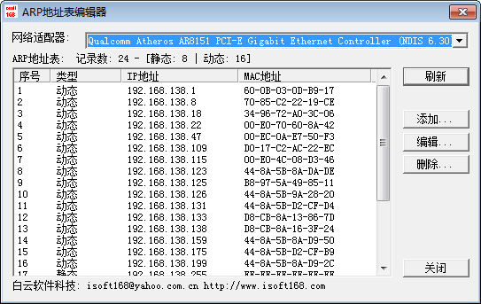 ARP地址表编辑器 V1.0 绿色免费版