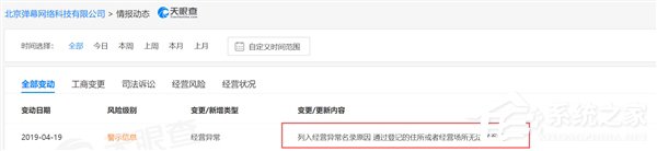 网曝A站被列入经营异常名录