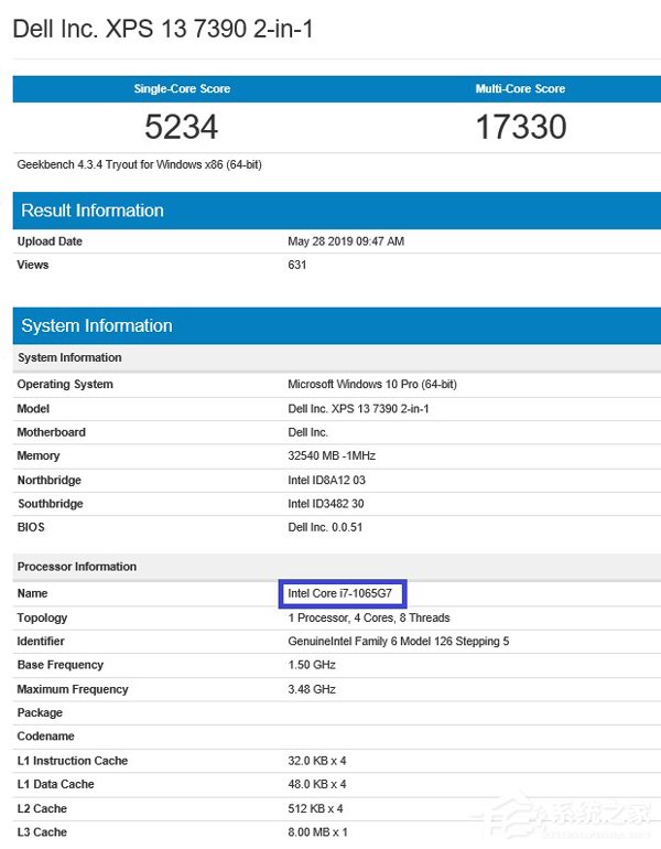 英特尔10代酷睿i7-1065 G7跑分遭曝光