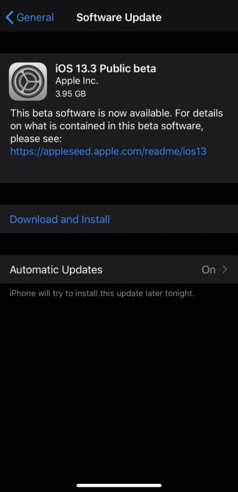 苹果推送OS 13.3/iPadOS 13.3 Beta 1公