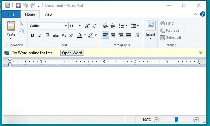 Win10写字板突现“推荐使用在线版Offic