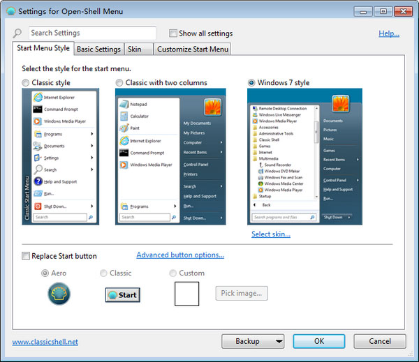 Settings For Open Shell Menu