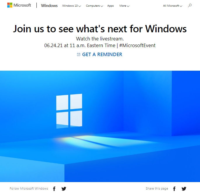代Windows11发布会直播地址