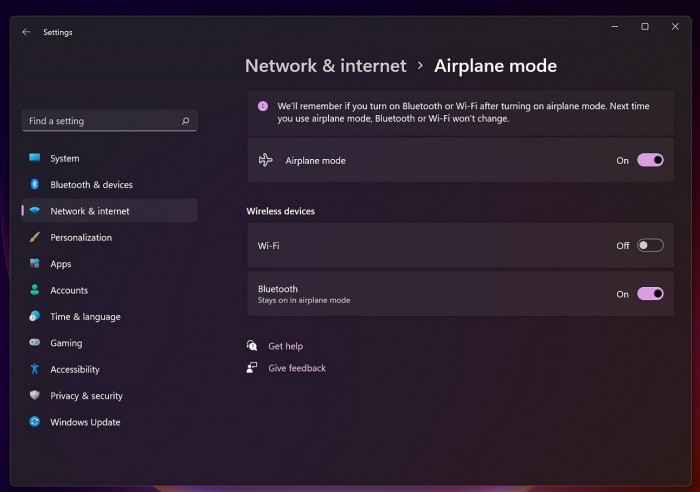 Windows11改进飞行模式和通知中心
