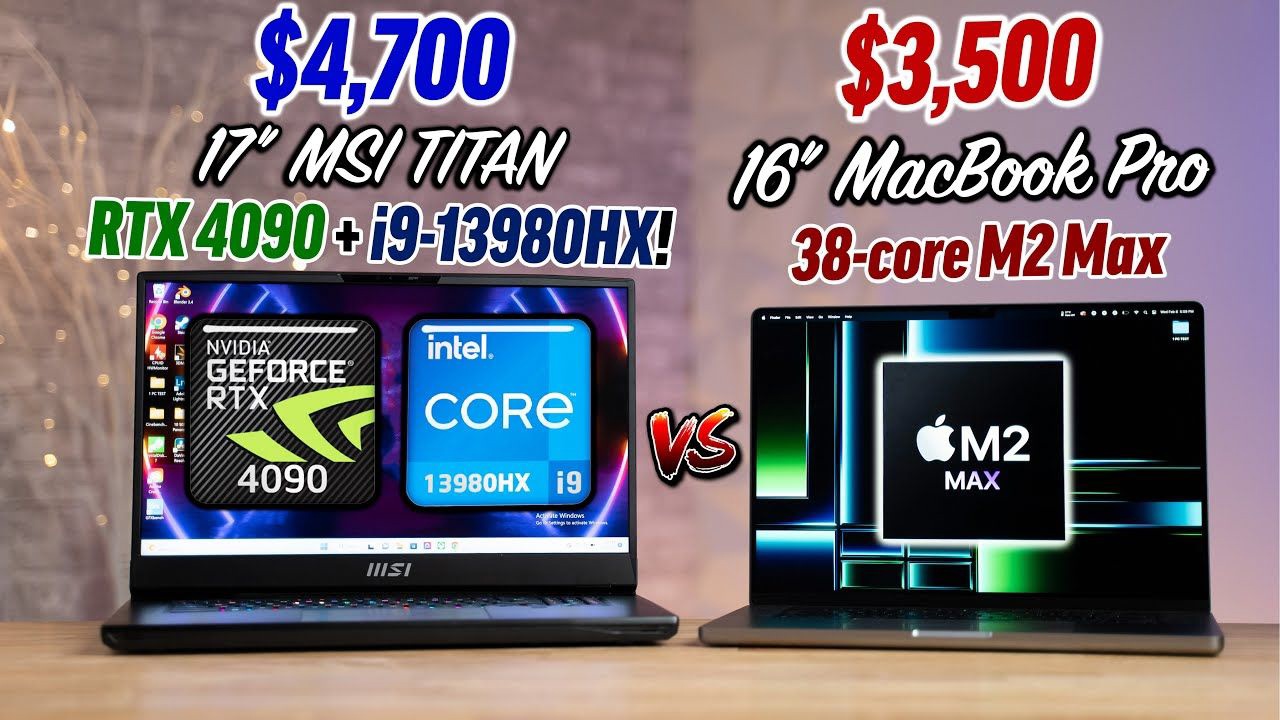 RTX 4090 顶配游戏本和苹果 16 英寸 M2 Max MacBook Pro 性能对比