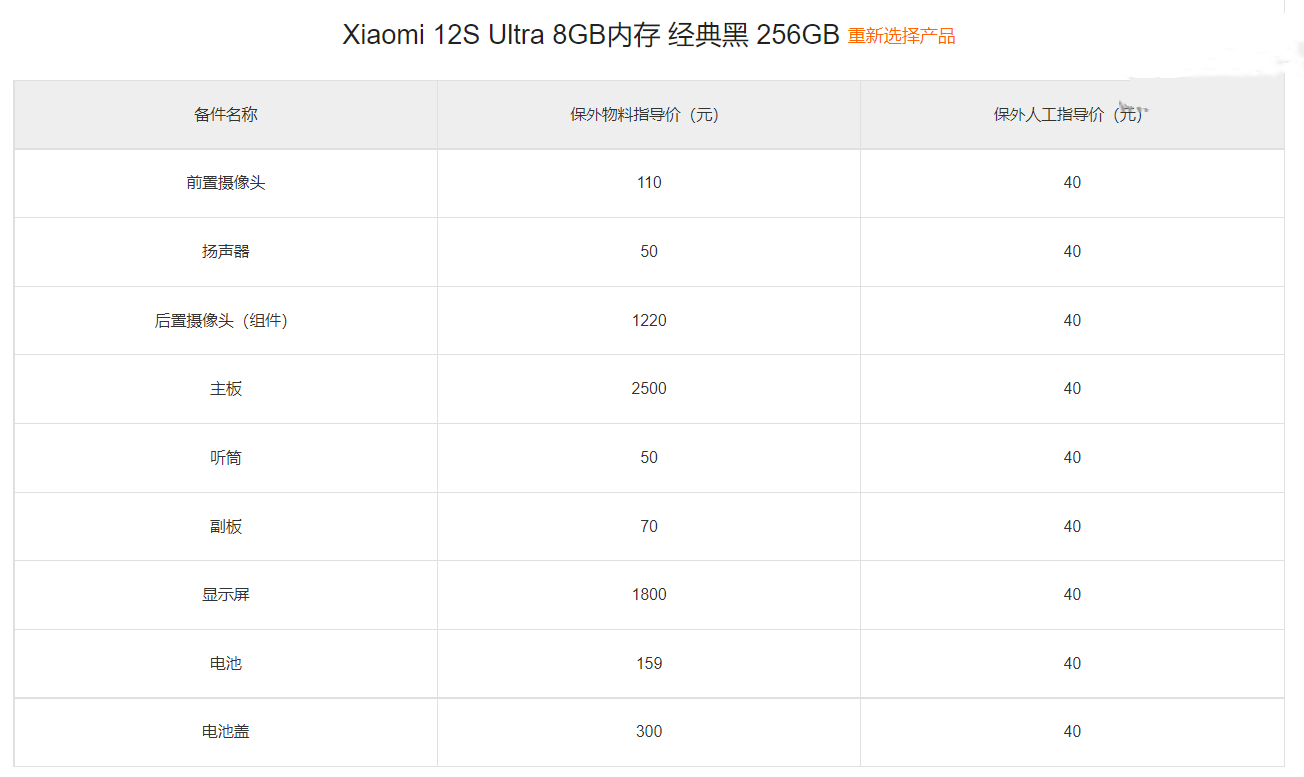 小米 13 Ultra 手机保外维修价格官方详