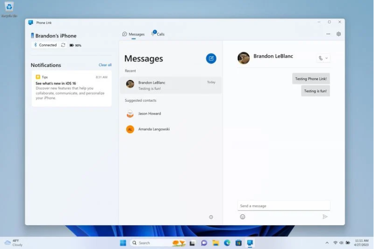 微软 Win11 Phone Link 应用开启对 iPh