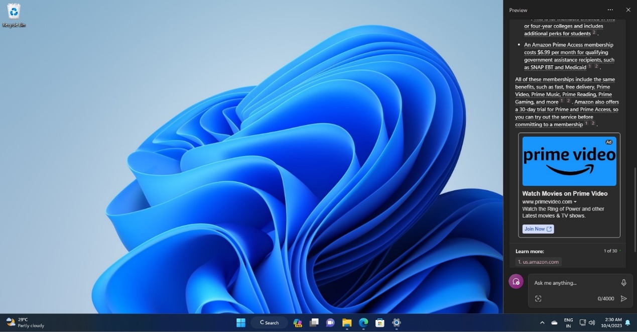 微软向 Windows 11 Copilot 投放广告