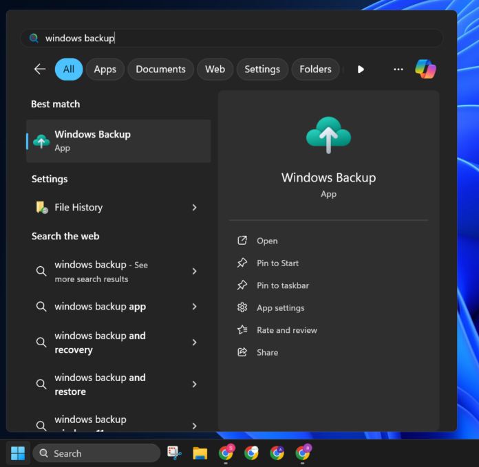 “Windows 备份”应用程序可以隐藏无法