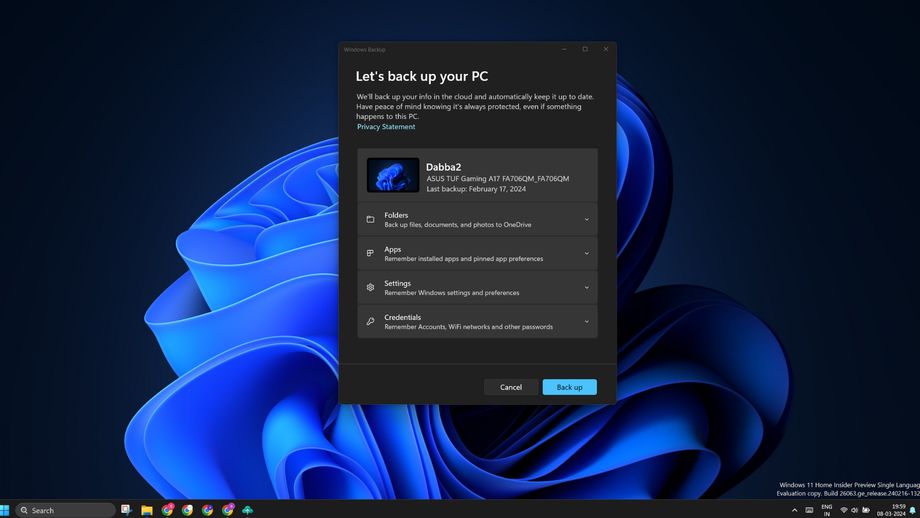 “Windows 备份”应用程序可以隐藏无法