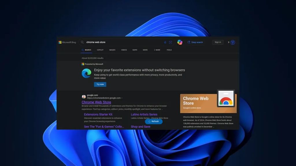 微软“围堵”谷歌浏览器：Bing 搜索“C