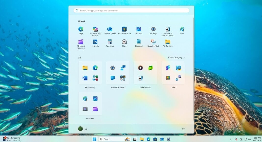 微软 Win11 24H2 全新的开始菜单正在酝