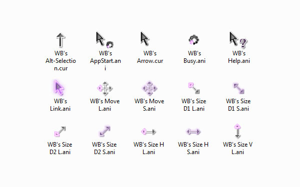 浅紫双箭鼠标指针