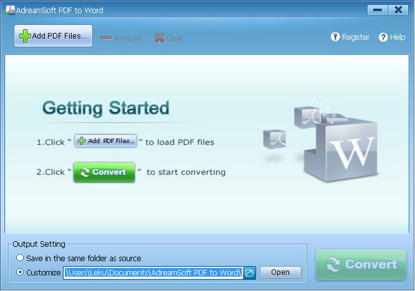  AdreamSoft PDF to Word（PDF转换成Word） V2.6 英文版