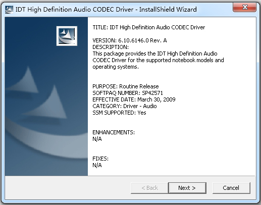 惠普CQ40声卡驱动 For XP V1.0