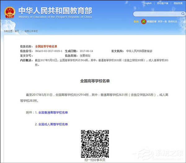 高考考生必备！中国教育部发布正牌大学全名单