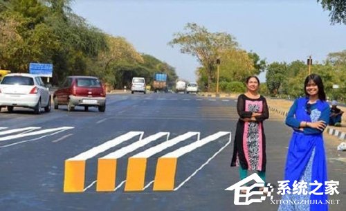 斑马线都搞这么酷炫？北京街头突现3D立体人行横道