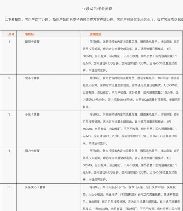 中国电信开放老用户转换互联网套餐服务（附资费说明）