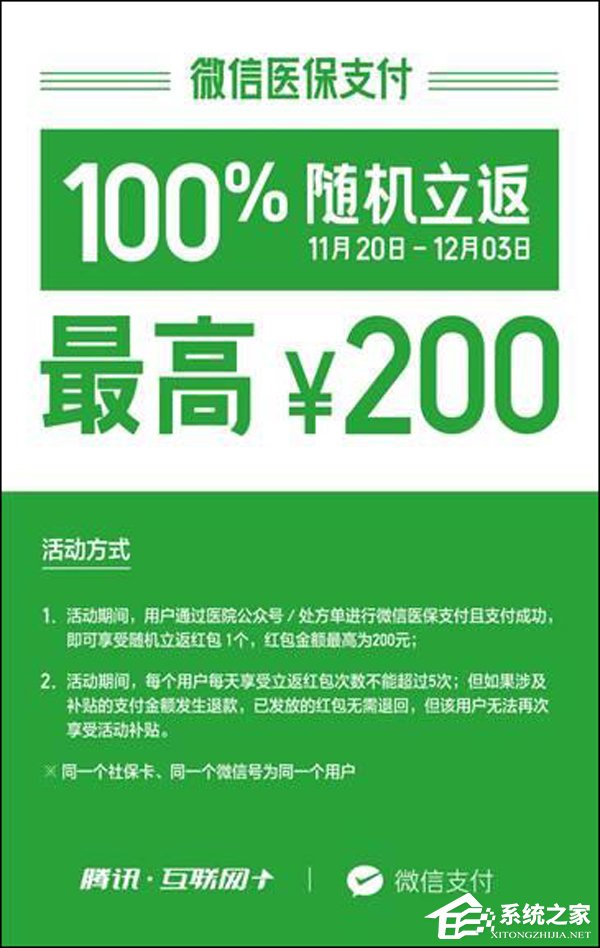 刷医保也能得红包？微信推出医保支付100%随机立返活动