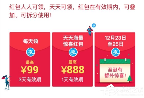 支付宝推出“圣诞红包”活动：最高可获1225元
