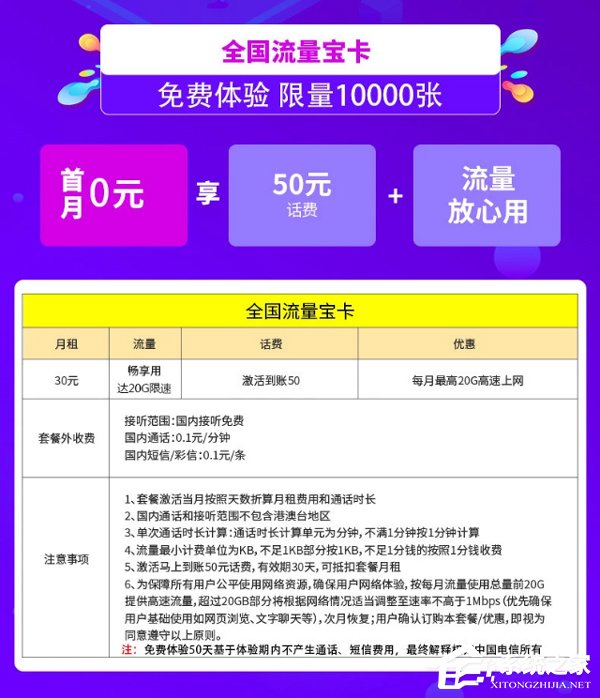 50天免费体验！中国电信推出全国流量宝卡（附办理地址）
