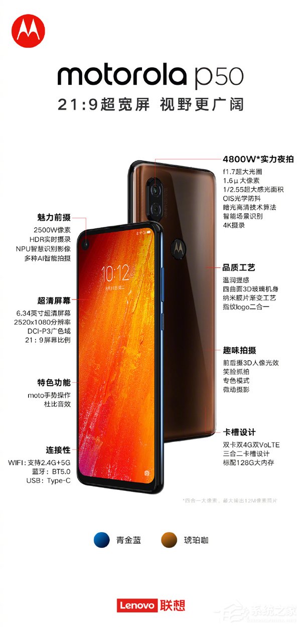 官方公布Motorola P50配置