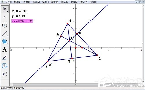 几何画板怎么度量直线方程?