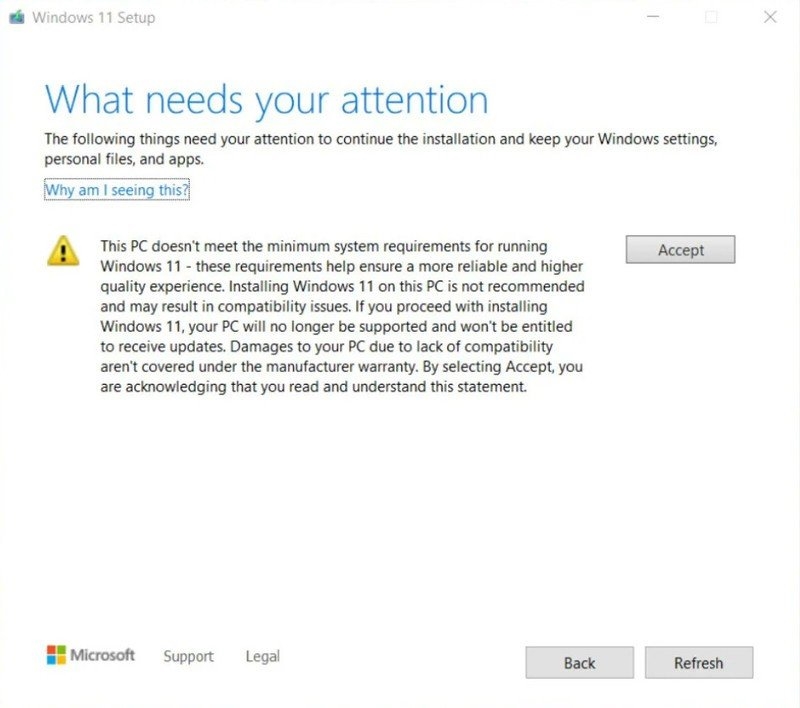 硬件不兼容仍可安装Win11