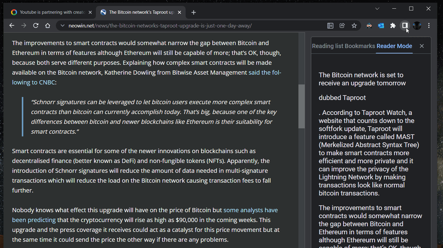 Chrome浏览器将支持侧边栏阅读文章