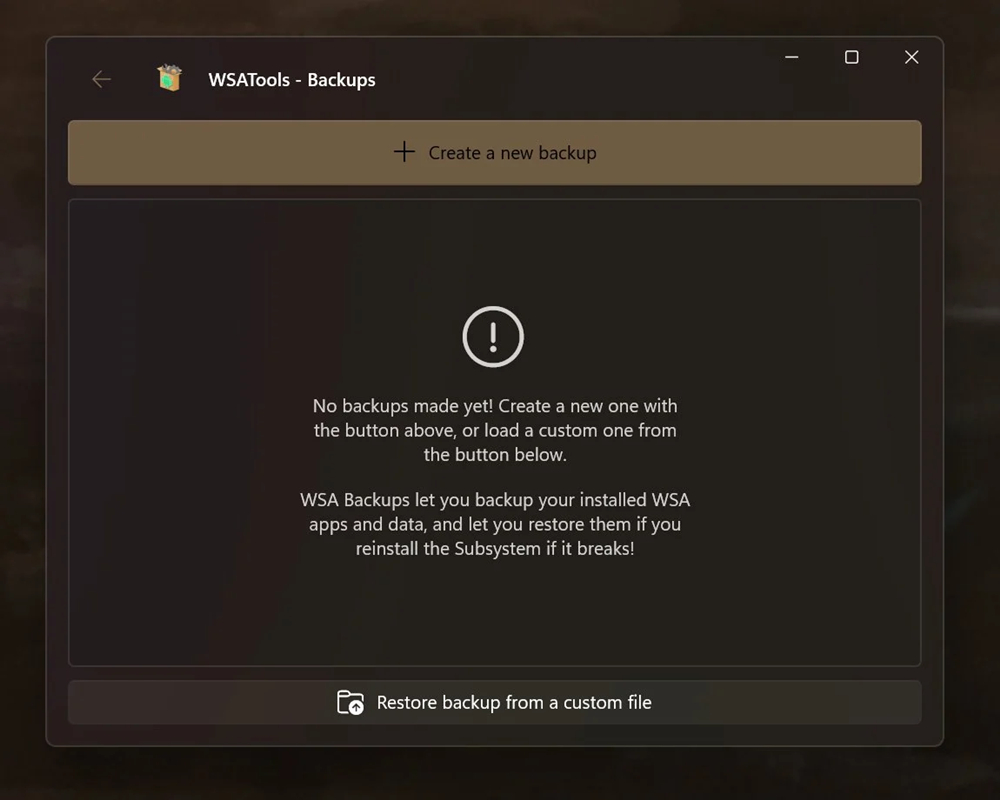Win11 WSATools Backups即将推出！